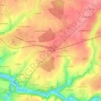 Mappa topografica La Colonne, altitudine, rilievo