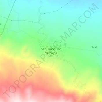 Mappa topografica San Francisco de Yojoa, altitudine, rilievo