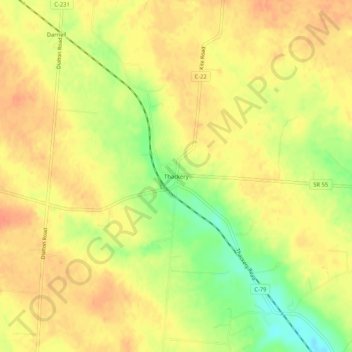 Mappa topografica Thackery, altitudine, rilievo