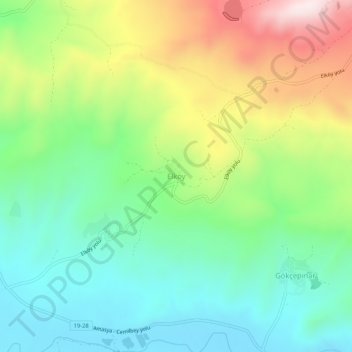 Mappa topografica Elköy, altitudine, rilievo