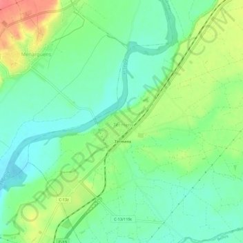 Mappa topografica Térmens, altitudine, rilievo