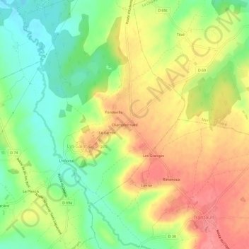 Mappa topografica Champbernard, altitudine, rilievo