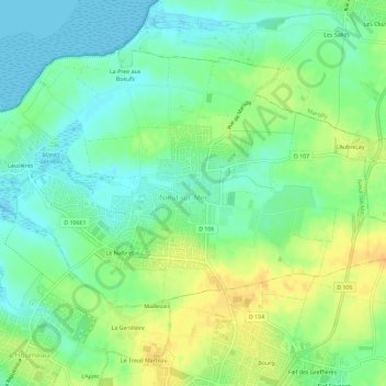 Mappa topografica Le Bourg, altitudine, rilievo