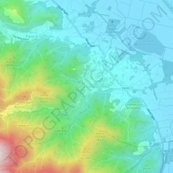 Mappa topografica Colle di Compito, altitudine, rilievo