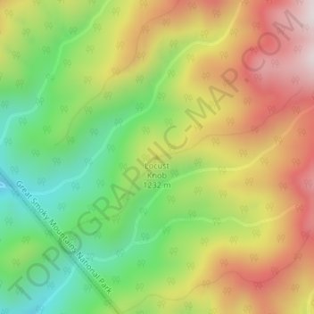 Mappa topografica Locust Knob, altitudine, rilievo