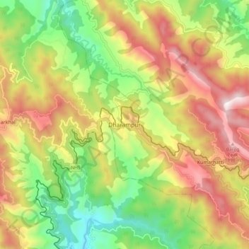 Mappa topografica Dharampur, altitudine, rilievo