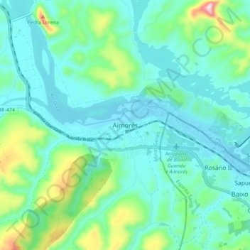 Mappa topografica Aimorés, altitudine, rilievo