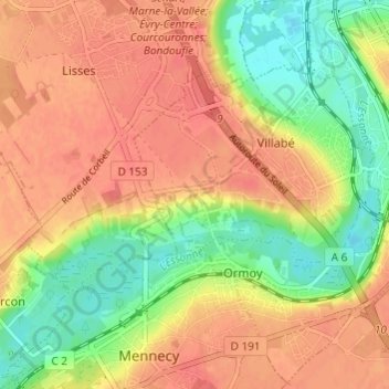 Mappa topografica Hameau de Villoison, altitudine, rilievo