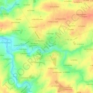 Mappa topografica Jallais, altitudine, rilievo