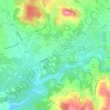 Mappa topografica Le Chêne, altitudine, rilievo