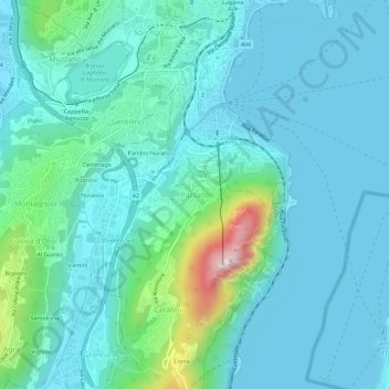 Mappa topografica Pazzallo, altitudine, rilievo