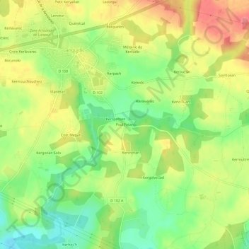 Mappa topografica Poul Fetan, altitudine, rilievo