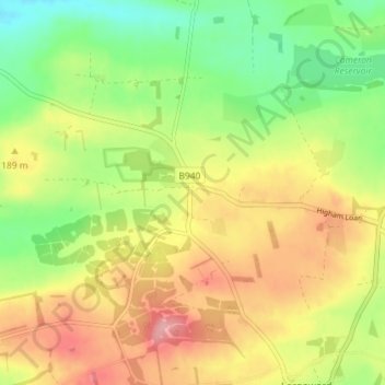 Mappa topografica Peat Inn, altitudine, rilievo