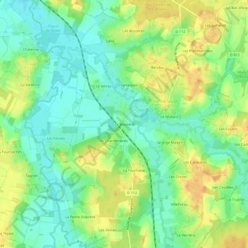 Mappa topografica La Boutière, altitudine, rilievo