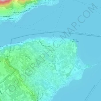 Mappa topografica Portese, altitudine, rilievo