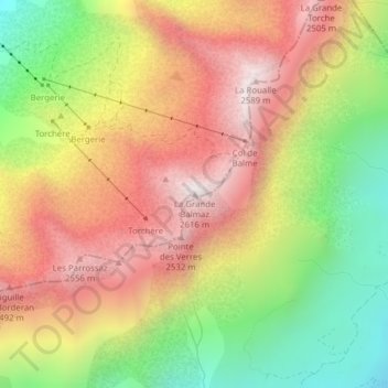 Mappa topografica La Grande Balmaz, altitudine, rilievo