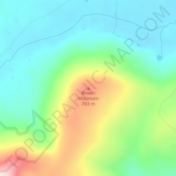 Mappa topografica Brown Mountain, altitudine, rilievo