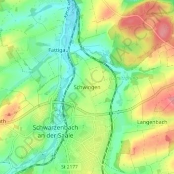 Mappa topografica Schwingen, altitudine, rilievo