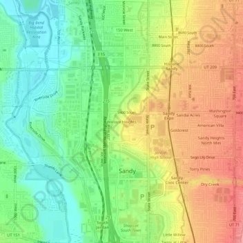 Mappa topografica Wallace Heights, altitudine, rilievo