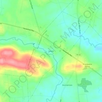 Mappa topografica Icedale, altitudine, rilievo