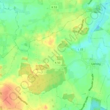 Mappa topografica Uelsbyholz, altitudine, rilievo
