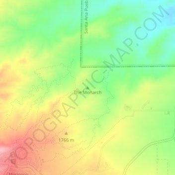 Mappa topografica The Monarch, altitudine, rilievo