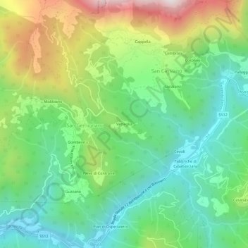 Mappa topografica Vetteglia, altitudine, rilievo