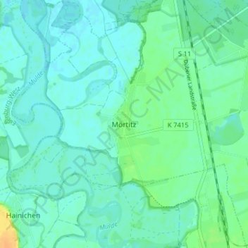 Mappa topografica Mörtitz, altitudine, rilievo