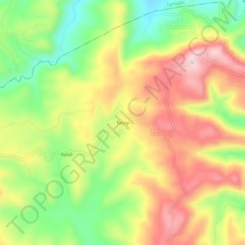 Mappa topografica Tocoy, altitudine, rilievo