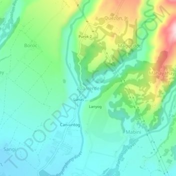 Mappa topografica Isla Verde, altitudine, rilievo