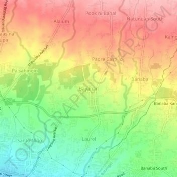 Mappa topografica Bayanan, altitudine, rilievo