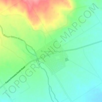 Mappa topografica Princess Urduja, altitudine, rilievo