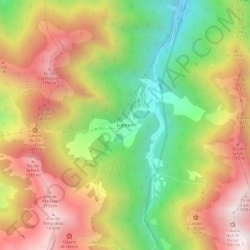 Mappa topografica Luentein, altitudine, rilievo