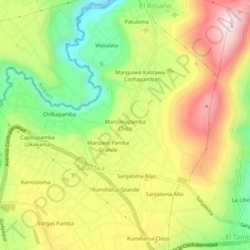 Mappa topografica Manzanapamba Chico, altitudine, rilievo