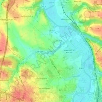 Mappa topografica Le Patillou, altitudine, rilievo