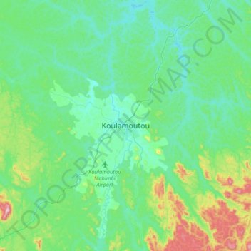 Mappa topografica Koulamoutou, altitudine, rilievo