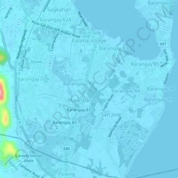 Mappa topografica Barangay 79, altitudine, rilievo