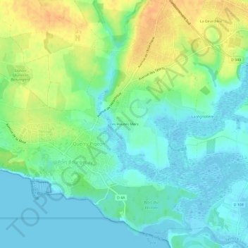 Mappa topografica Les Hautes Mers, altitudine, rilievo