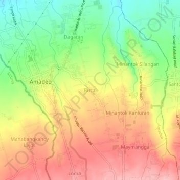 Mappa topografica Bucal, altitudine, rilievo