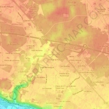 Mappa topografica Les Patouilleries, altitudine, rilievo