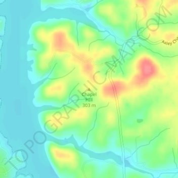 Mappa topografica Chapel HIll, altitudine, rilievo
