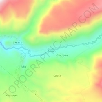 Mappa topografica Rupac, altitudine, rilievo