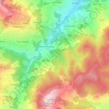 Mappa topografica Brandola, altitudine, rilievo