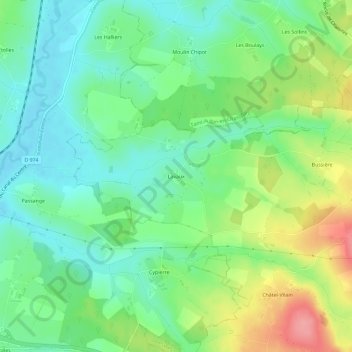 Mappa topografica Lavaux, altitudine, rilievo
