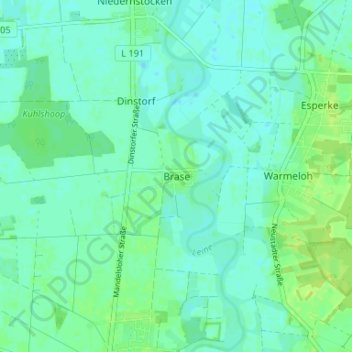 Mappa topografica Brase, altitudine, rilievo