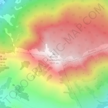 Mappa topografica Monte Coccovello, altitudine, rilievo