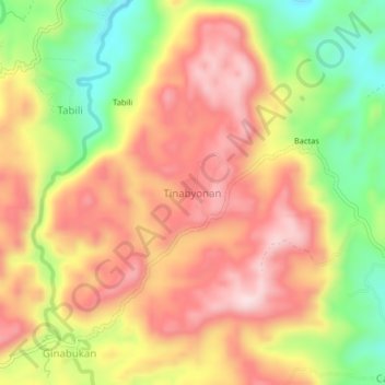 Mappa topografica Tinabyonan, altitudine, rilievo