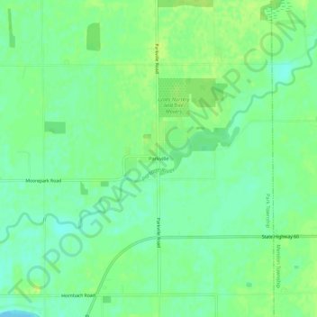 Mappa topografica Parkville, altitudine, rilievo