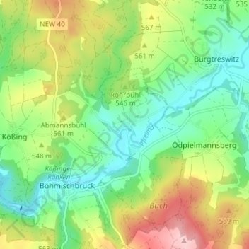 Mappa topografica Altentreswitz, altitudine, rilievo
