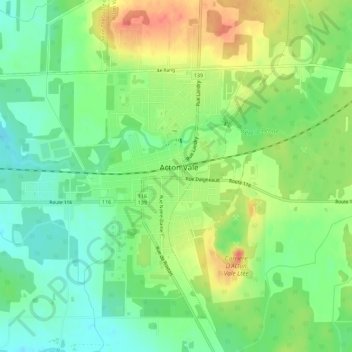 Mappa topografica Acton Vale, altitudine, rilievo